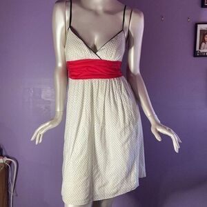 Speechless Women's Polka Dot Sundress White Red Black Size Small Sleeveless